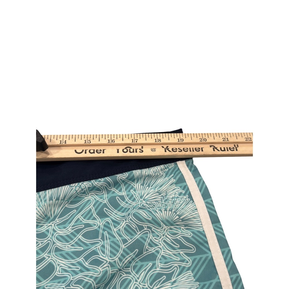 Hurley Board Shorts Mens 36 Teal Magenta Ombre Chevron Floral Surf Trunks - Picture 8 of 14